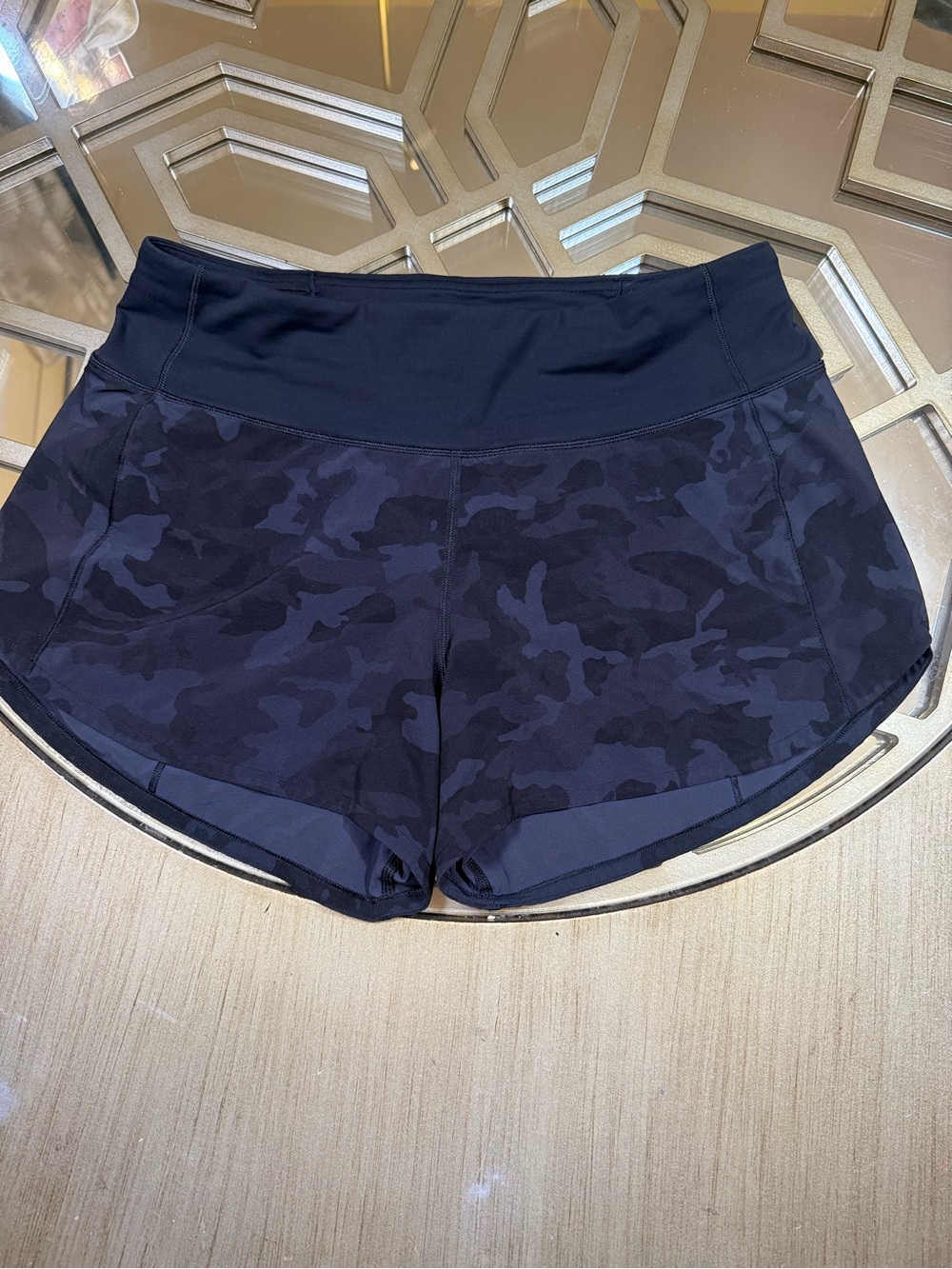 lululemon Black & Dark Navy Camo High-Rise Athletic Shorts